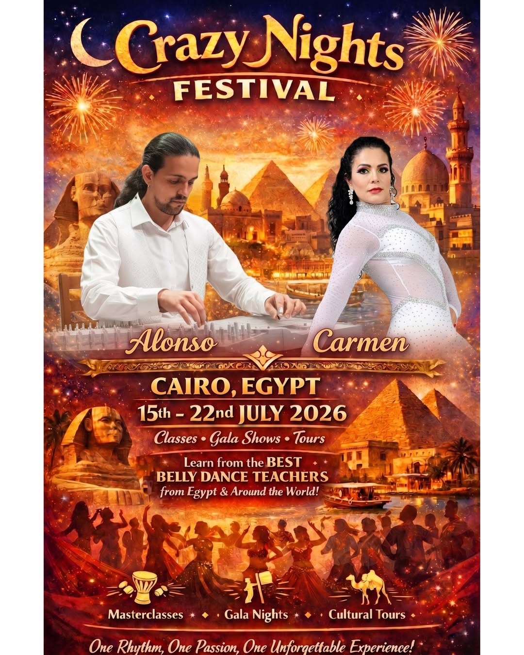 Crazy Nights Festival poster featuring Alonso and Carmen