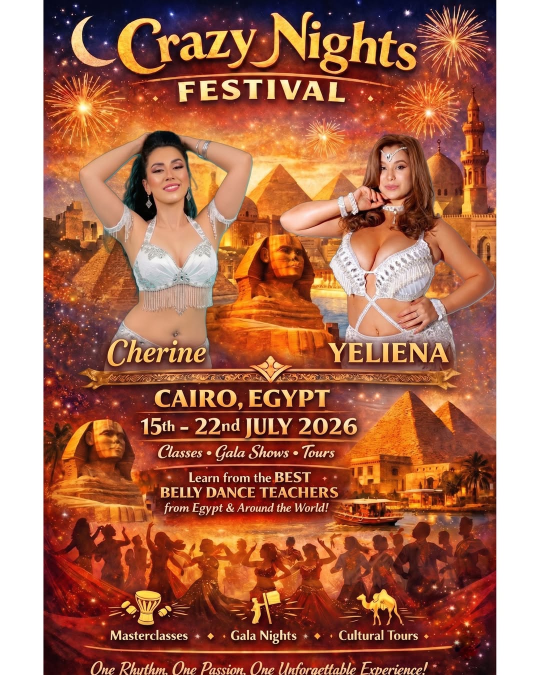Crazy Nights Festival poster featuring Cherine and Yeliena