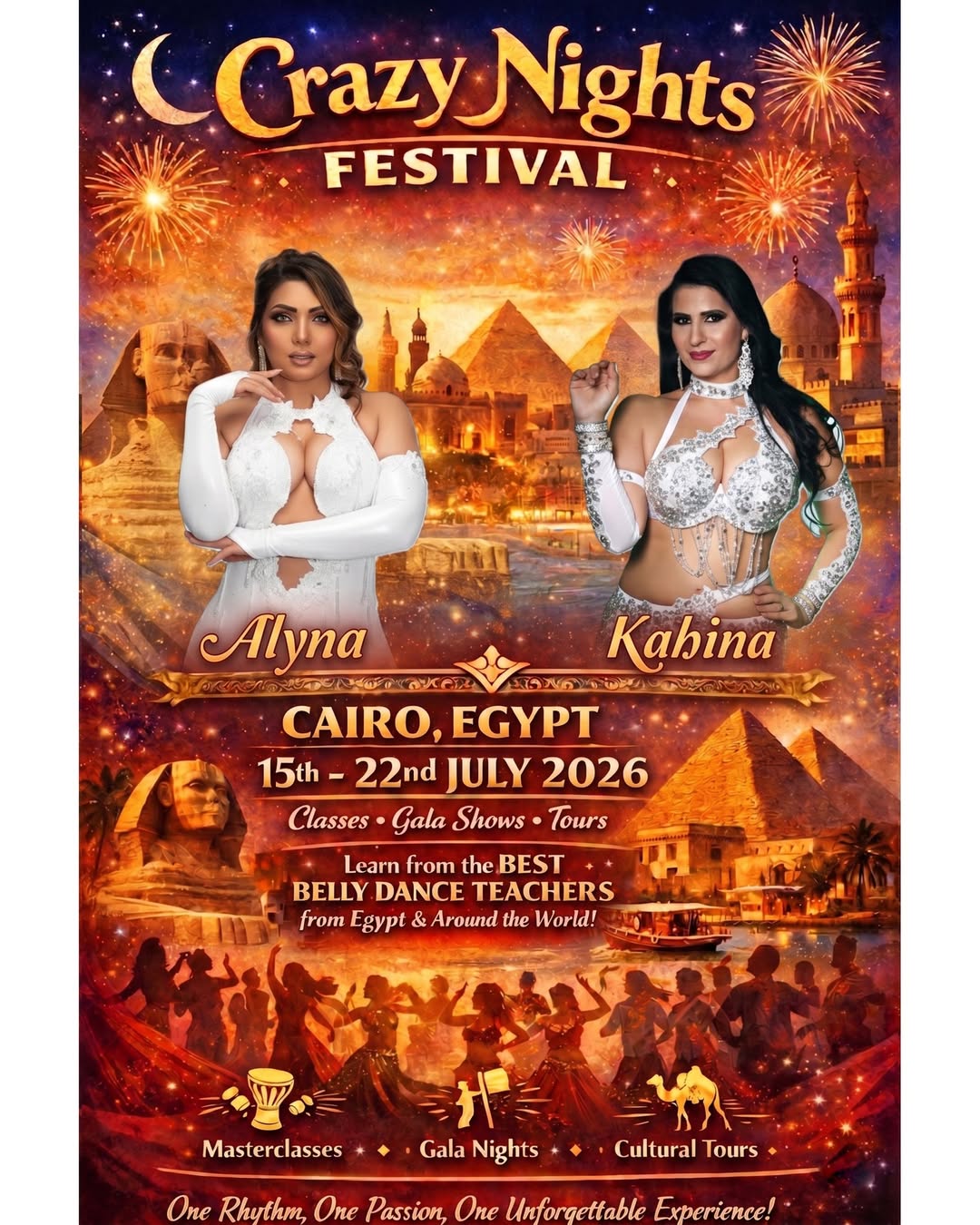 Crazy Nights Festival poster featuring Alyna and Kahina