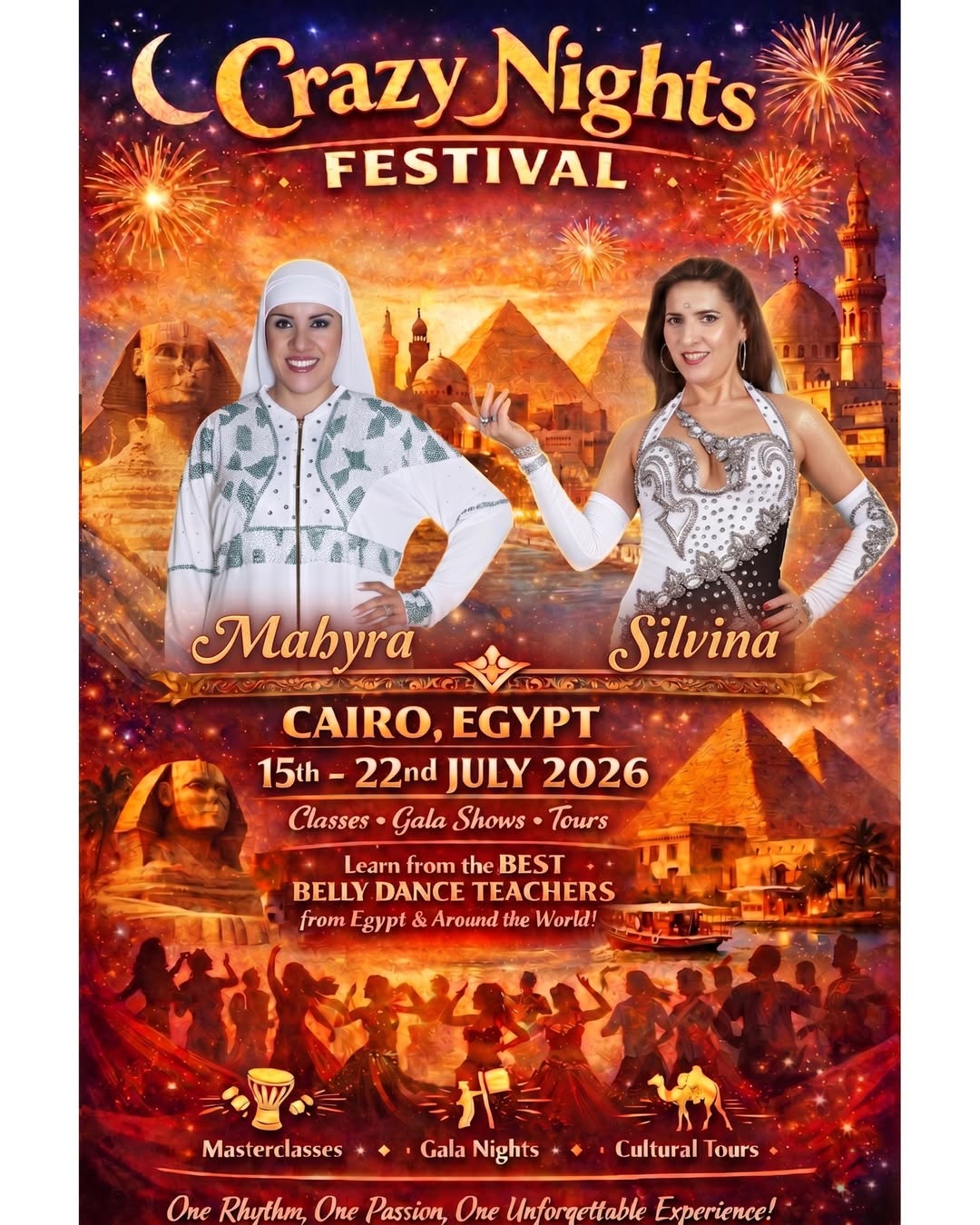 Crazy Nights Festival poster featuring Mahyra and Silvina