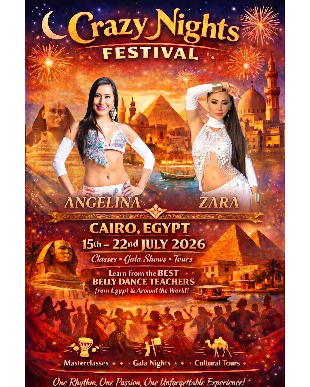 Crazy Nights Festival poster featuring Angelina and Zara